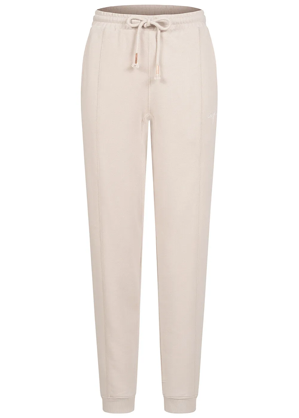Aiki Damen Joga Jogginghose Stoffhose 2-Pockets Tunnelzug beige