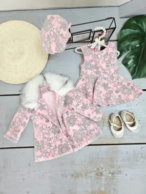 Baby-Mädchen-Set aus Jacke und Kleid mit Blumenmuster