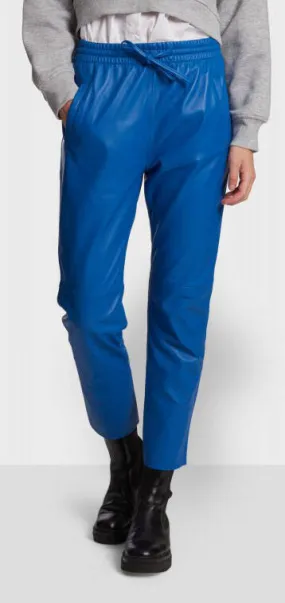 Damen Lederhose aus Eichenholz in blauem Lammleder &quot;63641&quot;