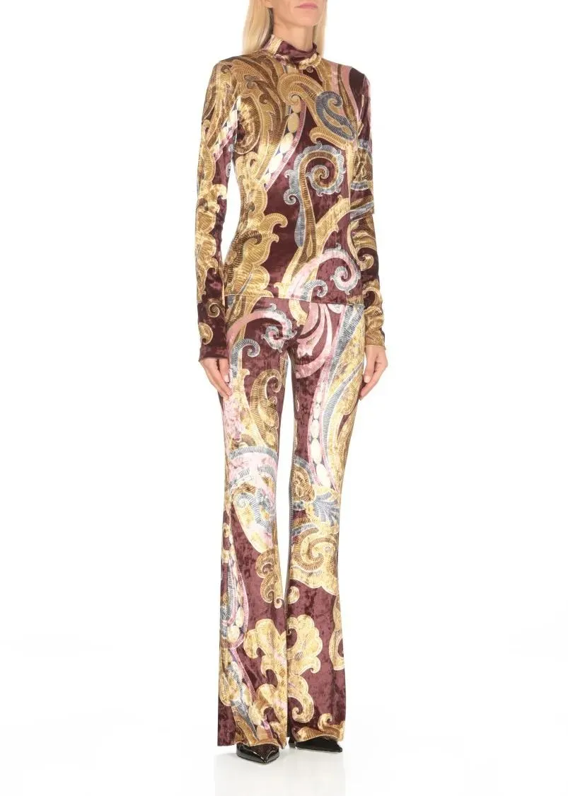   Etro  Chenille Sweater With Print Brown  Pullover 