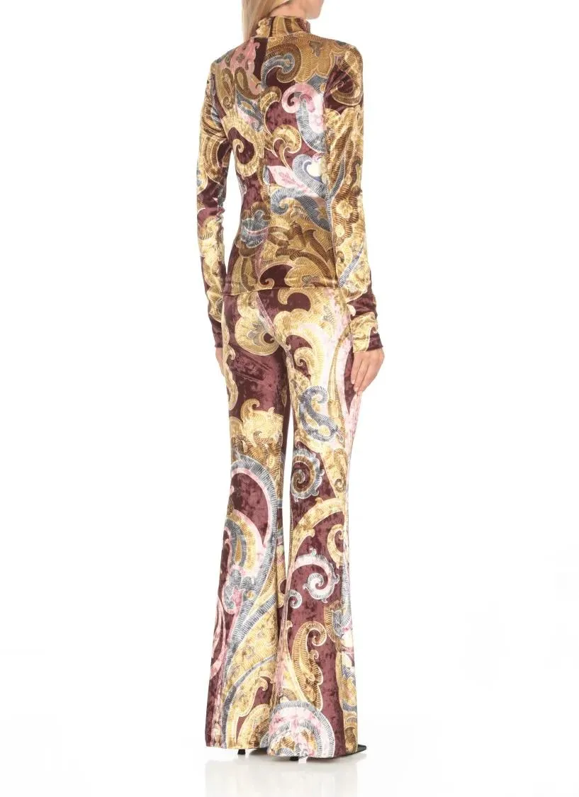   Etro  Chenille Sweater With Print Brown  Pullover 