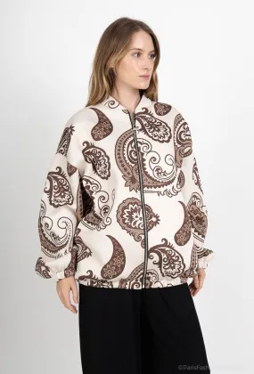 Große Jacke mit Neopren-Effekt, Paisley-Muster, elastische Bündchen