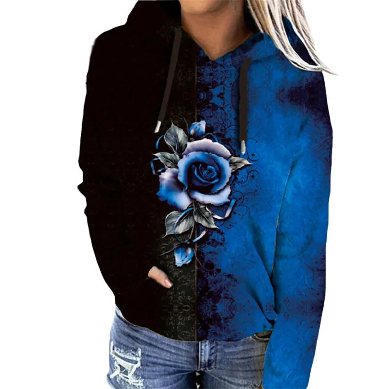 Heidi-Mode | Oversized Hoodie mit floralem Druckdesign - Ideal für Herbst/Winter