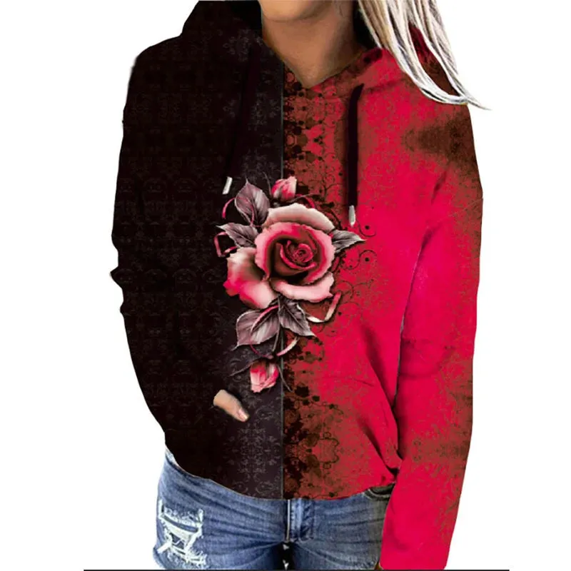 Heidi-Mode | Oversized Hoodie mit floralem Druckdesign - Ideal für Herbst/Winter