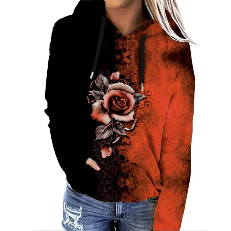 Heidi-Mode | Oversized Hoodie mit floralem Druckdesign - Ideal für Herbst/Winter