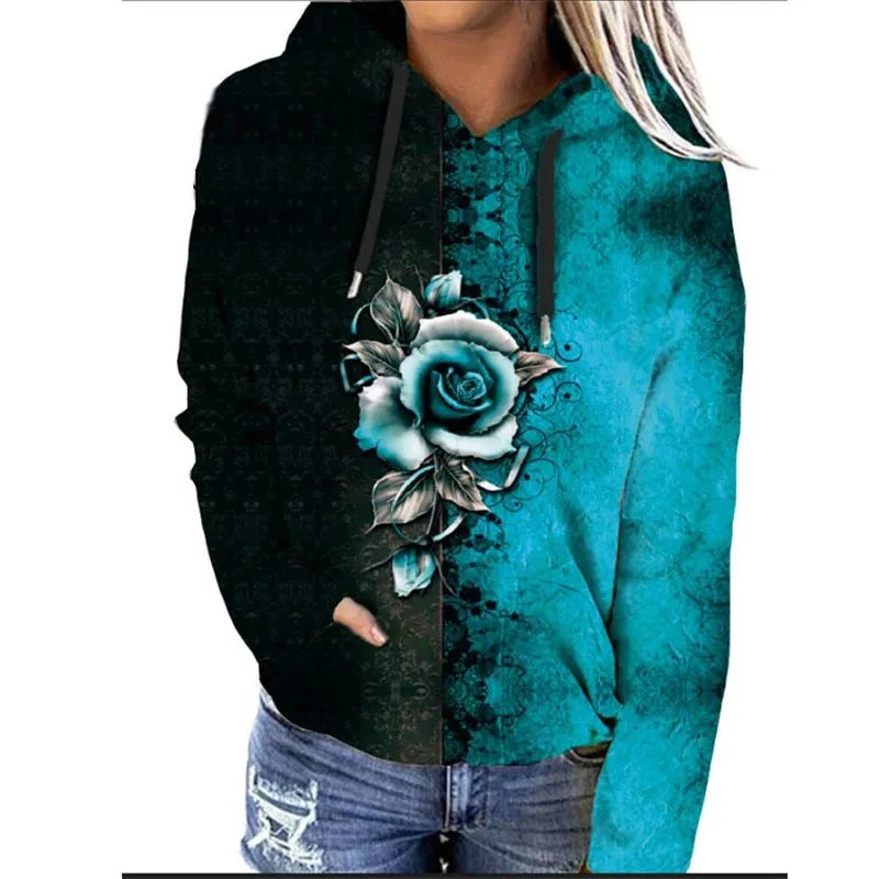 Heidi-Mode | Oversized Hoodie mit floralem Druckdesign - Ideal für Herbst/Winter