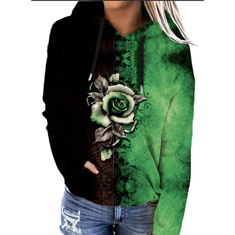 Heidi-Mode | Oversized Hoodie mit floralem Druckdesign - Ideal für Herbst/Winter