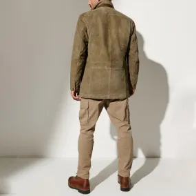 Heidi-Mode - Klassische Herbst Vintage Olivgrüne Jacke mit Knöpfen für Männer
