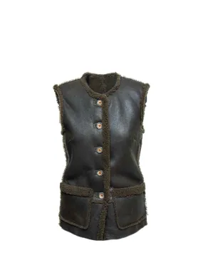 Lambskin Vest Women “Grizzly”, dusty green