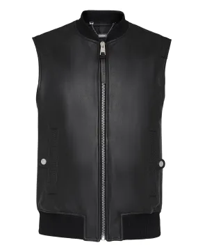 Leather Sleeveless Vest Lion