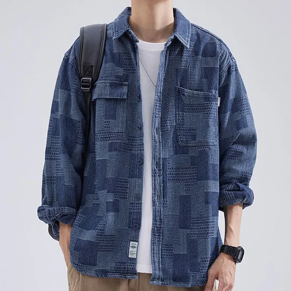 Lässige Jeanshemdjacke mit Revers in lockerer Passform