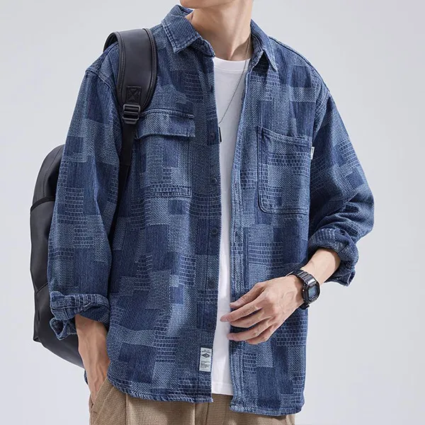 Lässige Jeanshemdjacke mit Revers in lockerer Passform