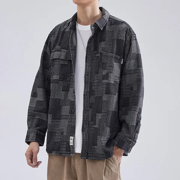 Lässige Jeanshemdjacke mit Revers in lockerer Passform