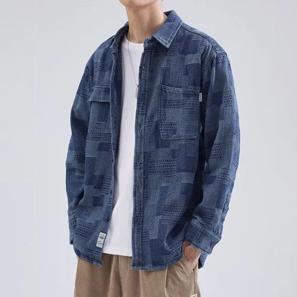 Lässige Jeanshemdjacke mit Revers in lockerer Passform