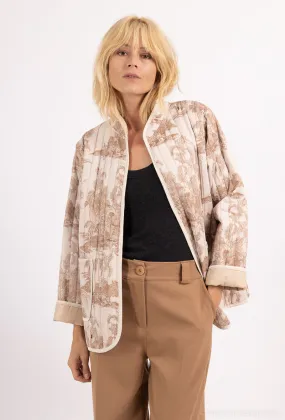 Offene Jacke mit zweifarbigem abstraktem Print