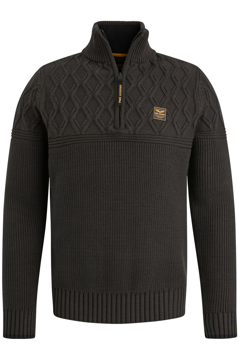 PME Legend Half zip collar cotton mix yarn Pullover antracite