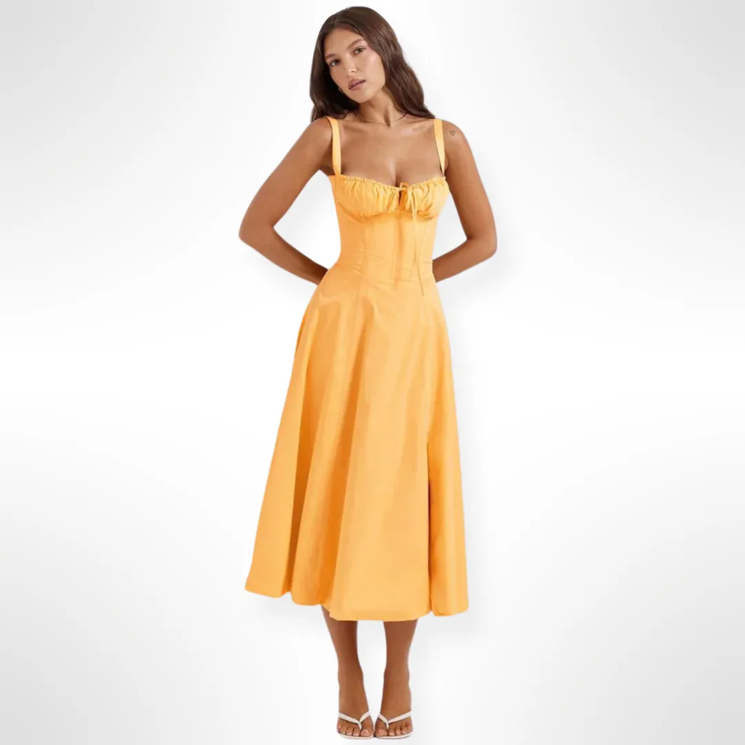 Satin-Abendkleid mit herzförmigem Ausschnitt und hohem Schlitz am Oberschenkel