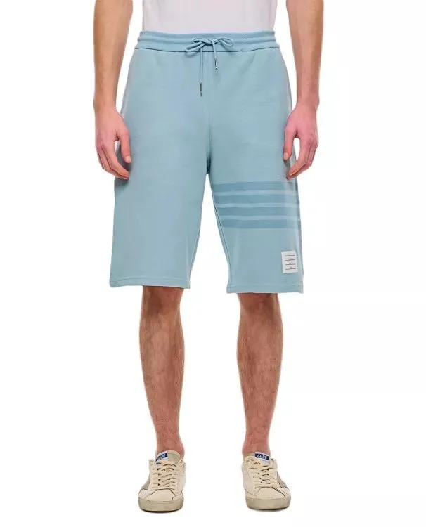   Thom Browne  Classic 4 Bar Stripe Cotton Sweat Shorts Blue