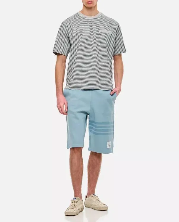   Thom Browne  Classic 4 Bar Stripe Cotton Sweat Shorts Blue