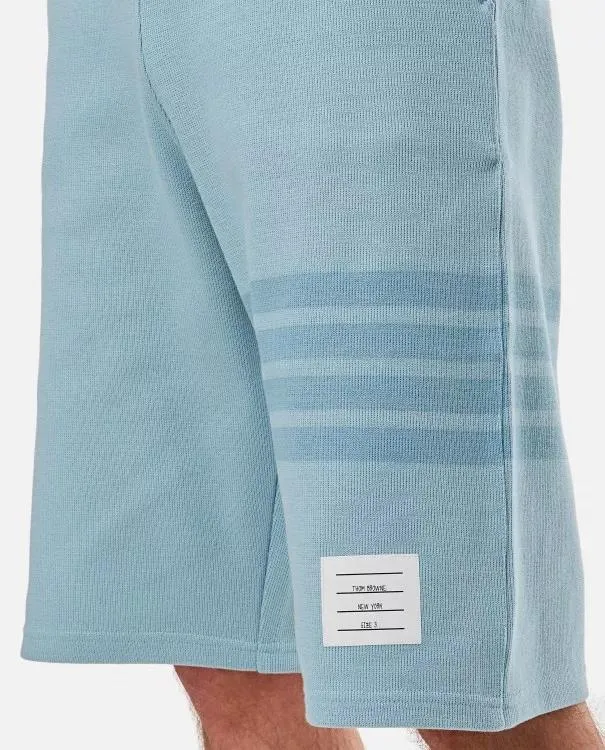   Thom Browne  Classic 4 Bar Stripe Cotton Sweat Shorts Blue