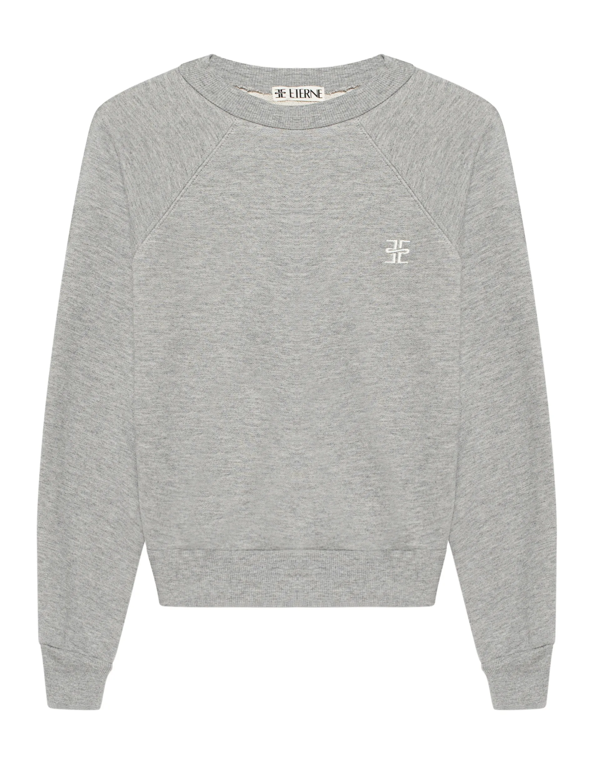 ÉTERNE Raglan Heather Grey // Sweatshirt mit Label-Stickerei