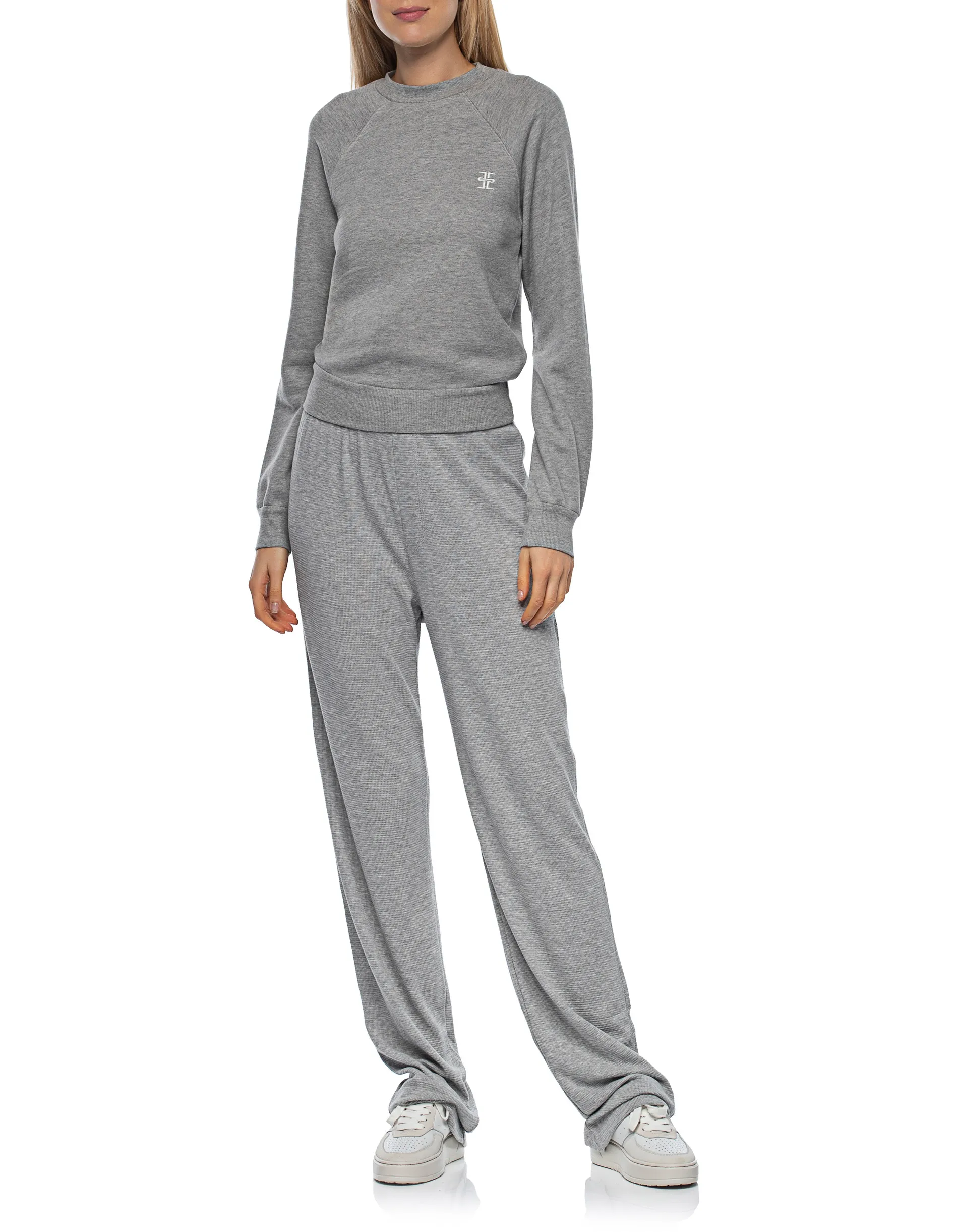 ÉTERNE Raglan Heather Grey // Sweatshirt mit Label-Stickerei